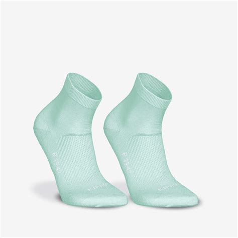 Pack of 2 Running Fine Crew Socks MID X2 Run 500 - Green