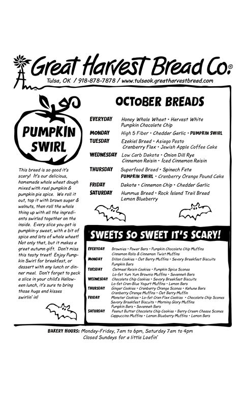 Great Harvest Bread Co. Bakery And Cafe Clinton Menu at Betty ...