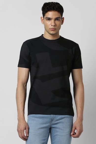 Buy Men Black Print Crew Neck T-shirt Online - 39935757 | Van Heusen