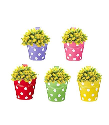 Neumark Iron Hanging Railing Garden Planter Pack of 5 : Amazon.in ...
