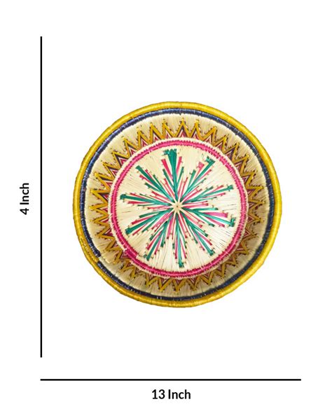 Circular Woven Basket with Geometric Pattern, 4 Inch x 13 Inch – Baystore