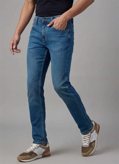 Men Blue Slim Fit Mid Rise All-climate Stretchable Jeans | Pepe Jeans India