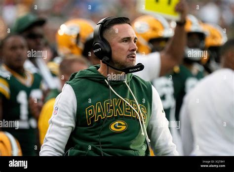 Green Bay Packers head coach Matt LaFleur reacts during the second half ...