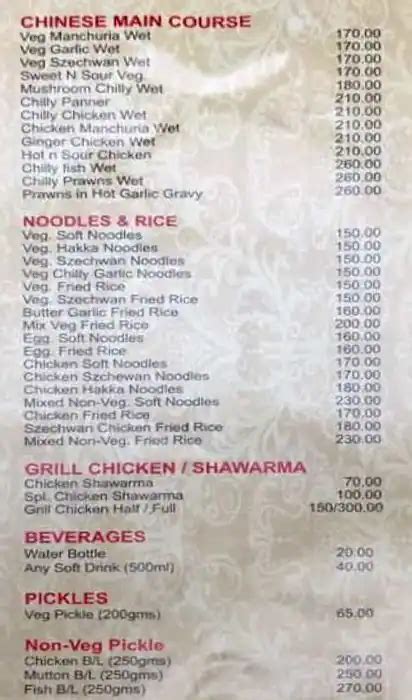 Menu at Hyderabadi Bawarchi, Bengaluru, 724