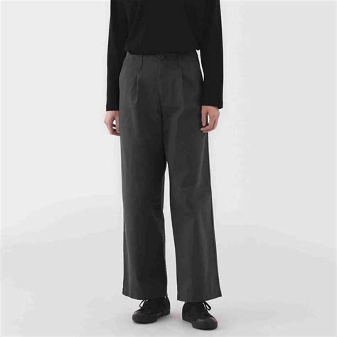 Slub yarn chino Darted wide pants (long)