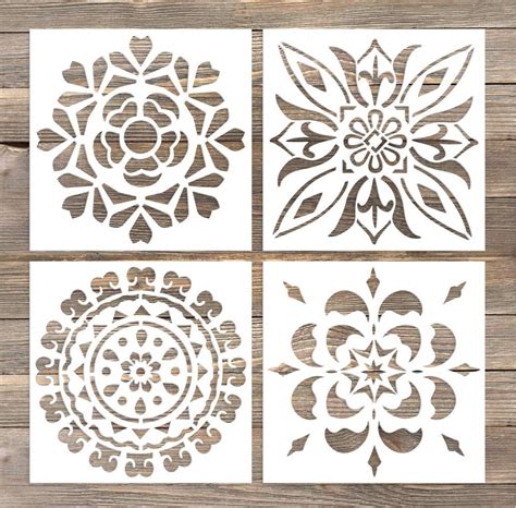 G GSS Designs GSS Designs Pack of 4 Wall Stencils 6x6 Inch Laser ...