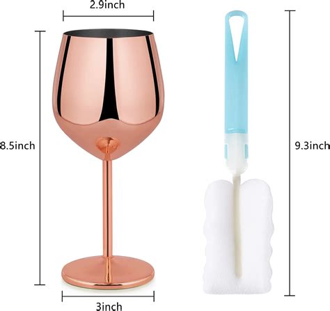 Buy Lifecapido Stainless Steel Stem Wine Glasses Set of 4, 18oz Copper ...