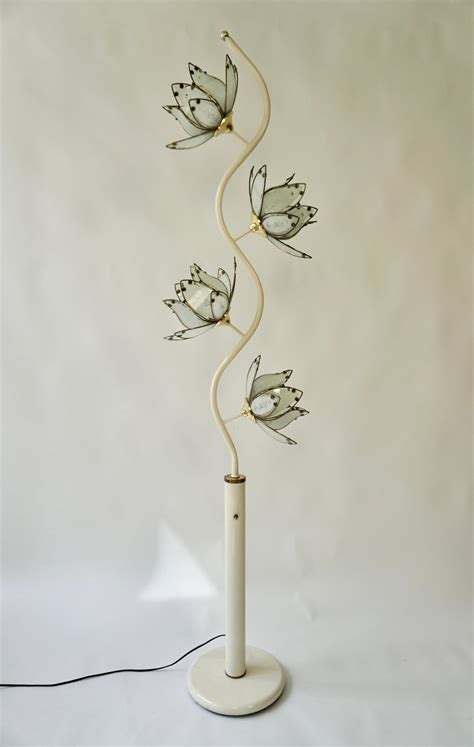 Mid Century Modern Vintage Hollywood Regency White Glass Lotus Flower ...