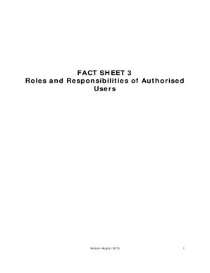 Fillable Online Fact Sheet 3 Roles and Responsibilities of Authorised ...