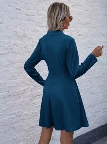 Lapel Neck Pleated Detail Dress | SHEIN USA