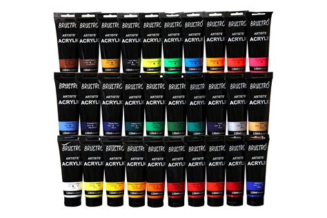 BRUSTRO Artists Acrylic Paint |120ml, 30 Shades (Complete Colour Range ...