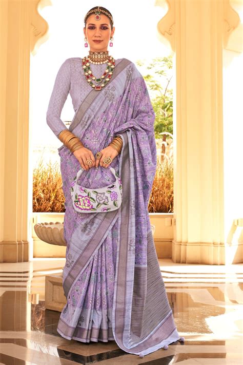 Buy Purple Printed Viscose Silk Saree zb132090 | Saree Buta