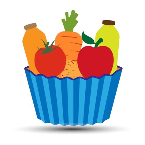 Grocery store logo design template with shopping basket full of various ...