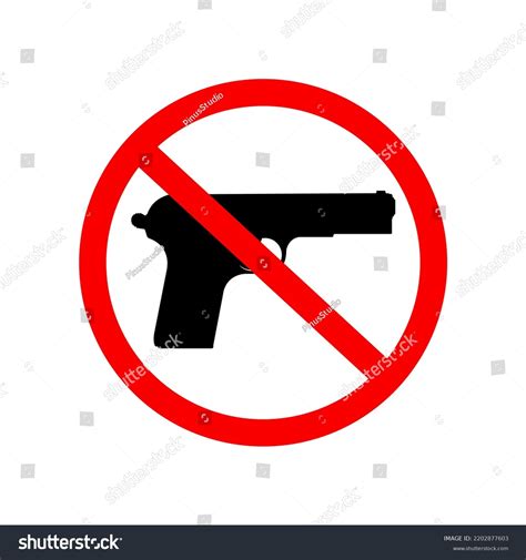No Gun Logo No Firearms Allowed Sign, An Red Road Sign With Handgun