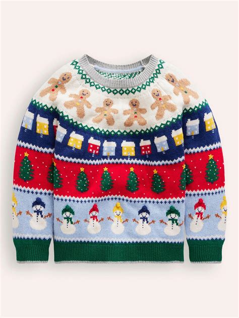 Mini Boden Kids' Fair Isle Christmas Jumper, Multi