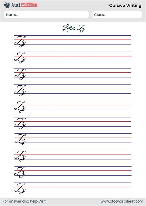 25+ Free Cursive Writing Worksheets PDF - A to Z Worksheet