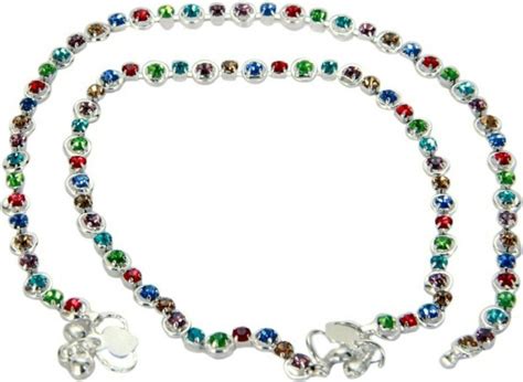 Charms Diamond Studded Multicolor Anklet for Women/Girls : Amazon.in ...