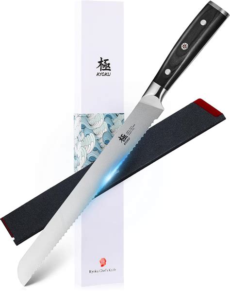 KYOKU 10" Serrated Bread Knife, Samurai Series Serrated Knife for ...