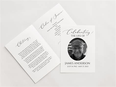11x17 Simple Elegant Celebration of Life Funeral Program Template S1 ...