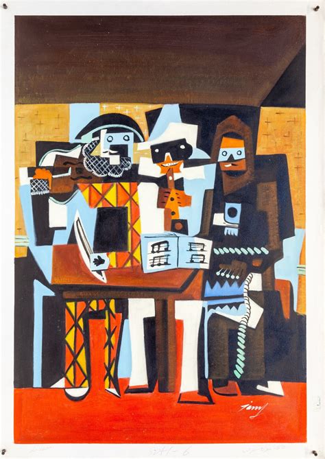 Three Musicians Picasso Reproduction Oil Painting on 24x36 Flat Canvas ...