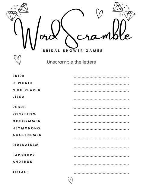 Free Printable Bridal Shower Games - Free Editable Printables – Design ...
