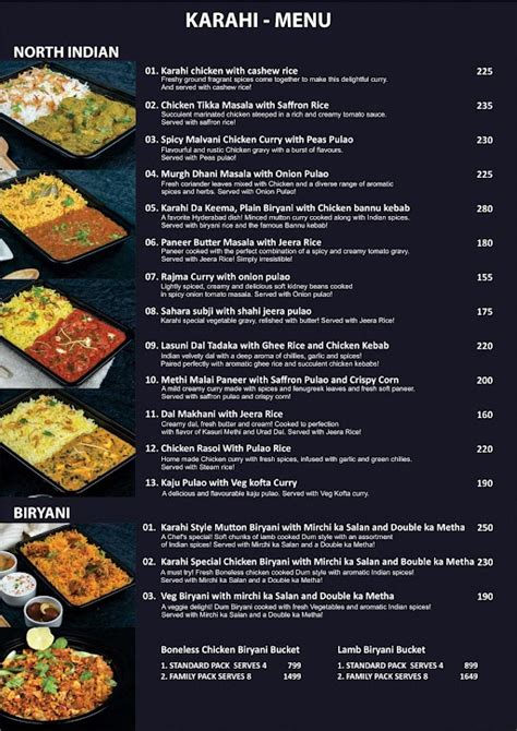 Menu of Karahi Kitchen, JP Nagar, Bangalore