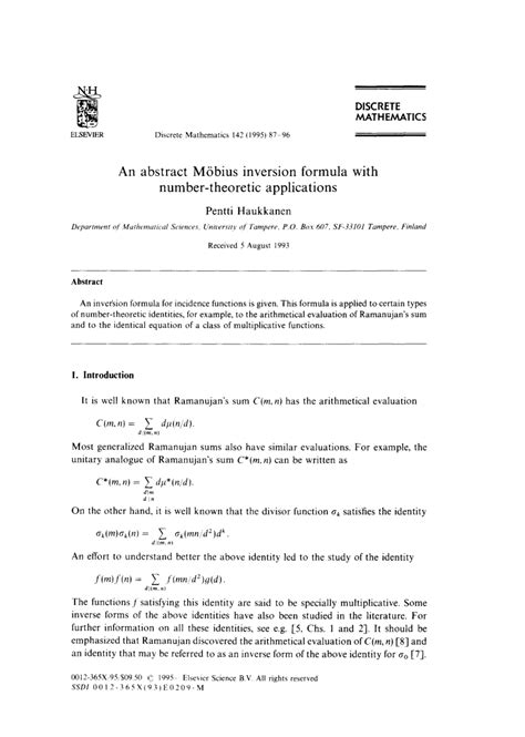 Image result for Möbius Inversion Formula Applications