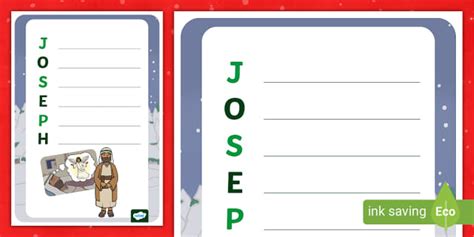 Joseph Acrostic Poem Template (teacher made) - Twinkl