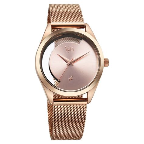 Fastrack Vyb Runway Quartz Analog Rose Gold Dial Stainless Steel Strap ...