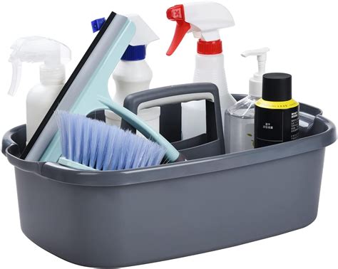 Large Cleaning Supplies Caddy with Handle, Plastic Storage Bucket ...