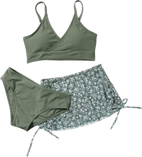 Buy EFINNY Girl 3 Piece Swimsuit Bathing Suits Butterfly Floral Printed ...