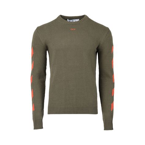 Off-White Diag Arrow Knit Crewneck Army Green/Orange Price in India ...