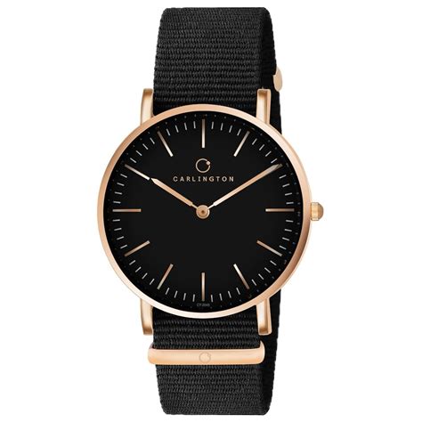 Carlington Iconic Analog Mens Watch with Nylon Strap - CT 2045 Black ...