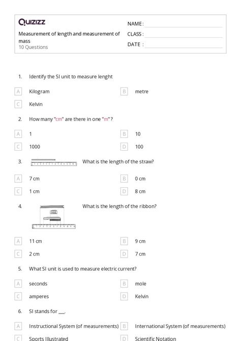 50+ Measurement and Capacity worksheets for 6th Class on Quizizz | Free ...