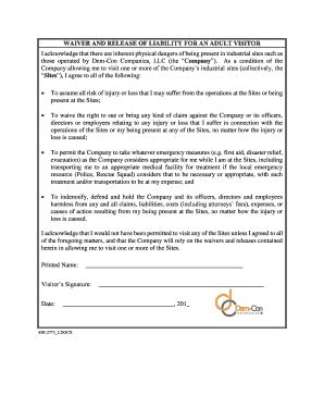 Fillable Online WAIVER AND RELEASE OF LIABILITY FOR AN ADULT ... - Dem ...
