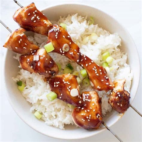 Teriyaki Chicken Skewers (Baked or Grilled!) - Hint of Healthy