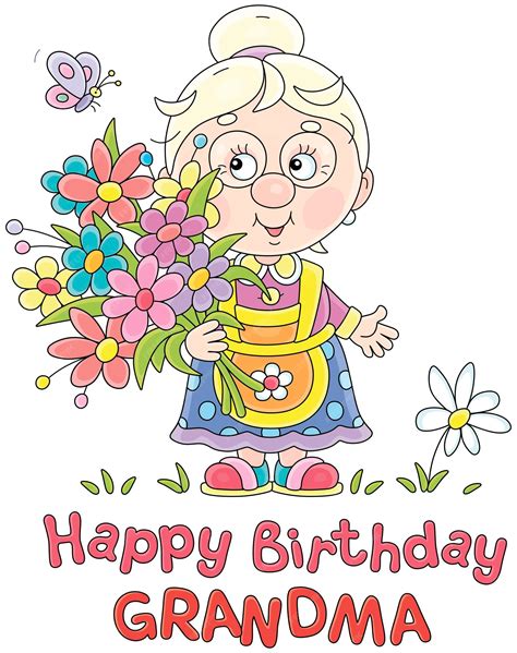 Premium Vector | Happy birthday grandma card with a cute grandmother in ...