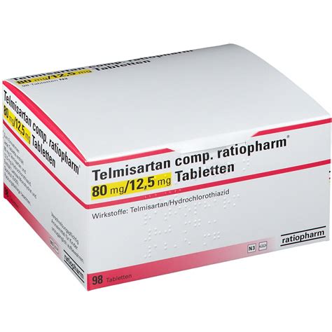 Telmisartan comp. ratiopharm® 80 mg/12,5 mg 98 St mit dem E-Rezept kaufen - Shop Apotheke