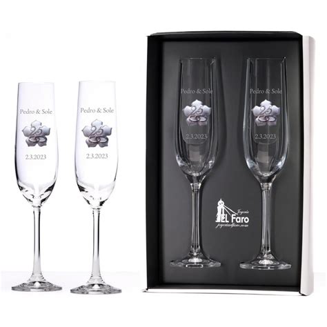 Copas personalizadas para bodas de plata cristal Bohemia