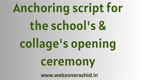 The best anchoring script for the school & collage opening ceremony