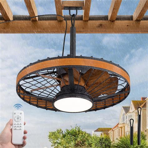 LEDIARY Outdoor Ceiling Fans with Lights, IP65 Waterproof Gazebo Fan ...