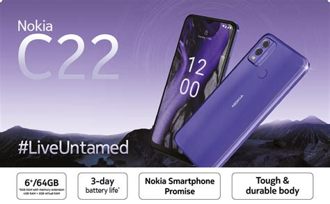 Nokia C22 | 3-Day Battery Life | 6GB RAM | 13 MP Dual Rear AI Camera ...