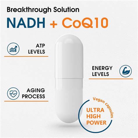 NADH 50mg + CoQ10 200mg + D-Ribose 150mg Supplement, Enhance NAD+ ...