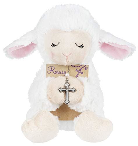 Ganz Blessed Plushie Lamb 8.5 inches Tall with Rosary Necklace Set a ...