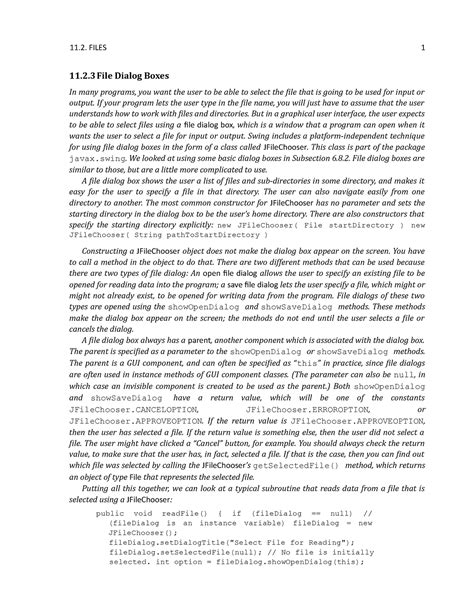 Chp1 - notes - 11. FILES 1 11.2 File Dialog Boxes In many programs, you ...
