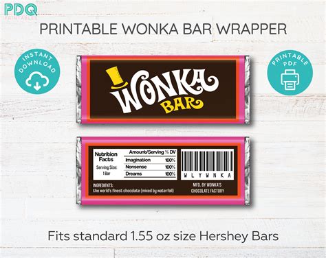 Wonka Chocolate Bar Wrapper Printable - Printable Free Templates
