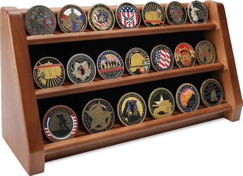 Amazon.com : 3 Rows Challenge Coin Display Stand Rack Military Coin ...