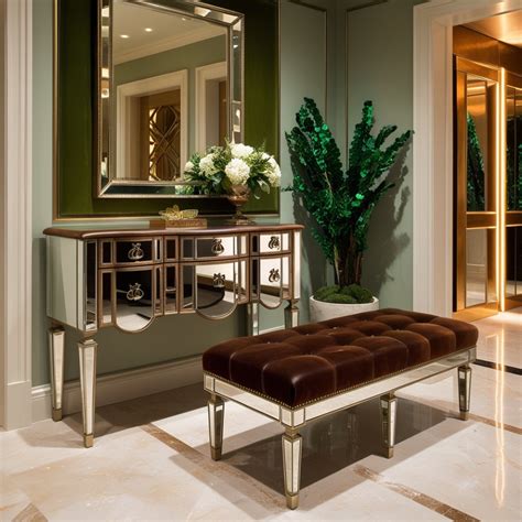Leather Upholstered Mirrored Bench – Venetian Design - Shop Venetian ...