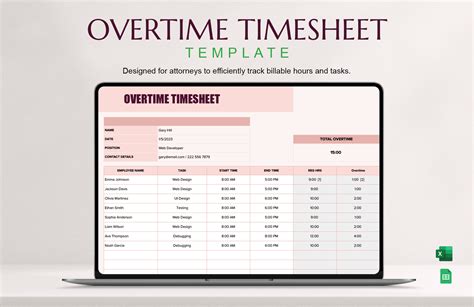 Weekly Overtime Sheet Template in Apple Numbers, Pages, PDF, Word ...