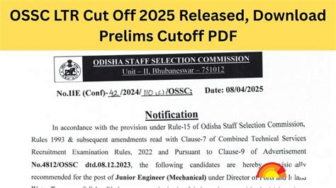 OSSC LTR Cut Off 2025 Out: Check Category Wise Marks & Download PDF